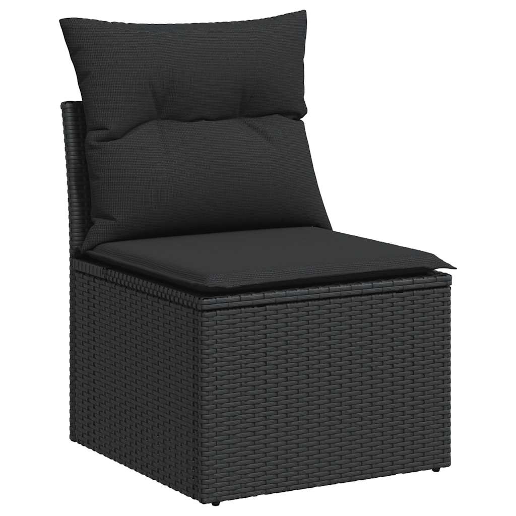 sofasæt til haven 11 dele med hynder polyrattan akacietræ sort