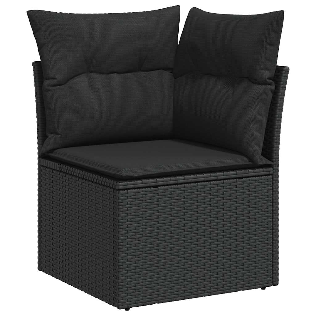 sofasæt til haven 11 dele med hynder polyrattan akacietræ sort