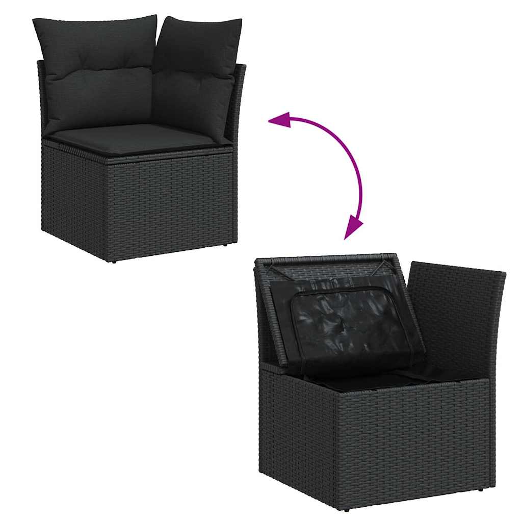 sofasæt til haven 11 dele med hynder polyrattan akacietræ sort