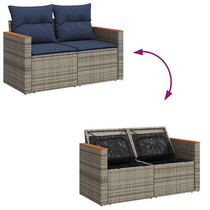 loungesæt til haven 11 dele med hynder polyrattan grå
