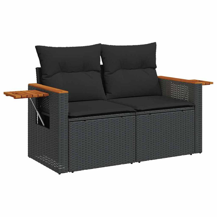 sofasæt til haven 5 dele med hynder polyrattan akacietræ sort