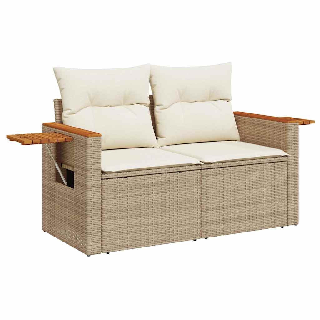 sofasæt til haven 5 dele med hynder polyrattan og akacie beige
