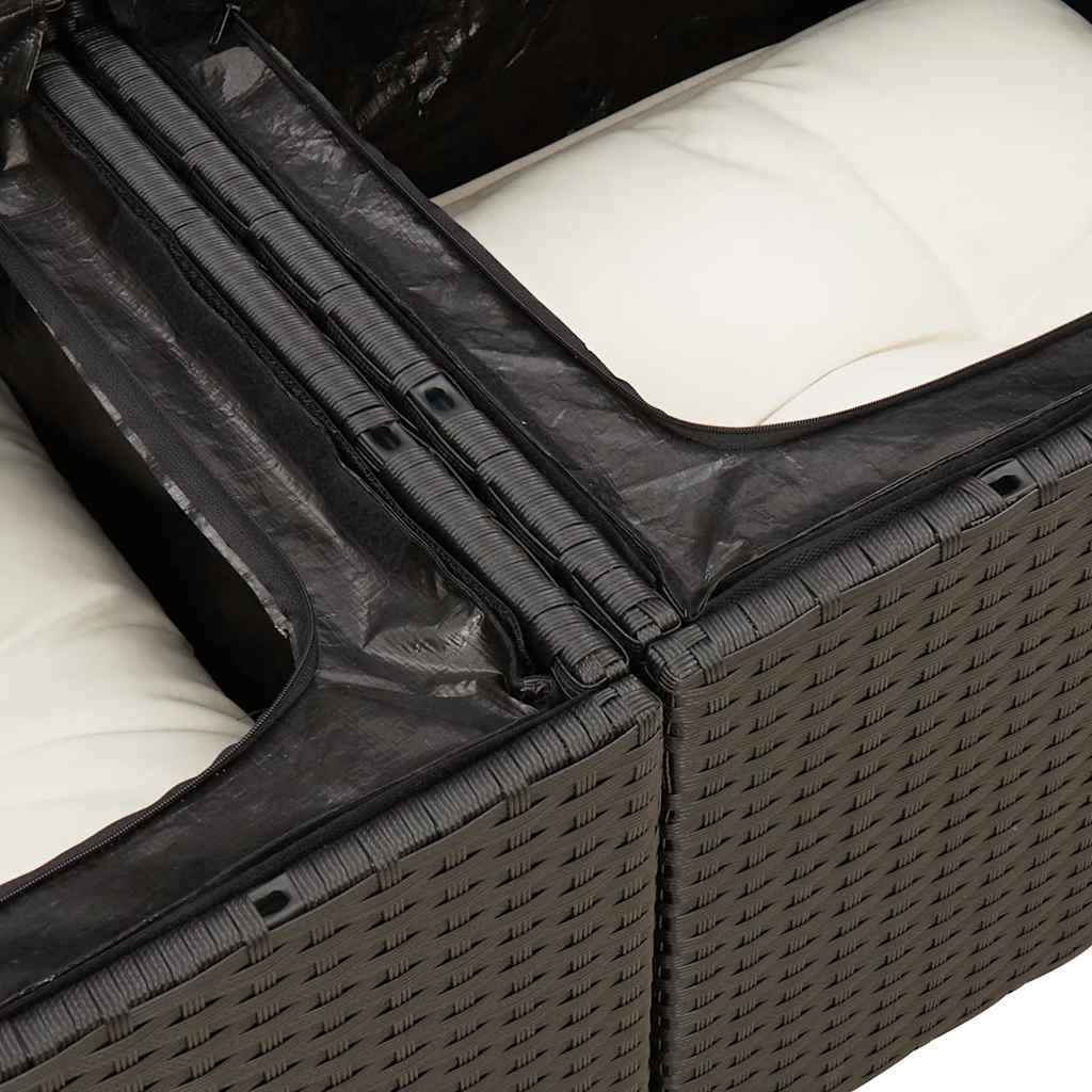 sofasæt til haven 7 dele med hynder polyrattan akacietræ sort