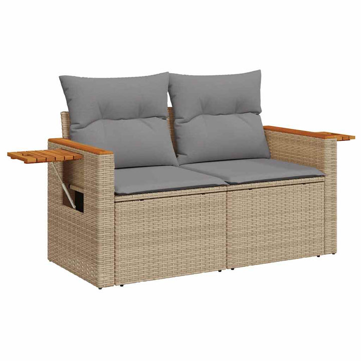 sofasæt til haven 7 dele med hynder polyrattan akacietræ beige