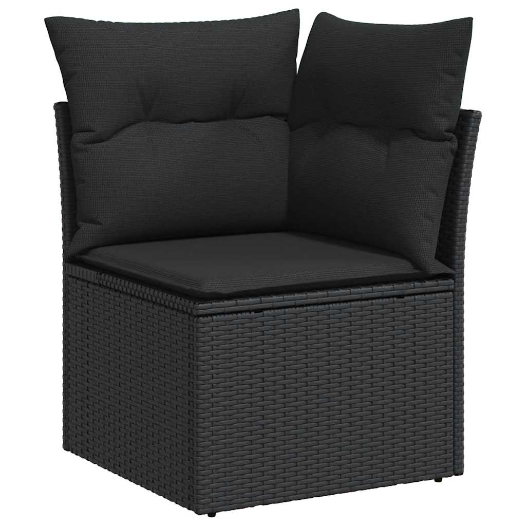 sofasæt til haven 7 dele med hynder polyrattan akacietræ sort