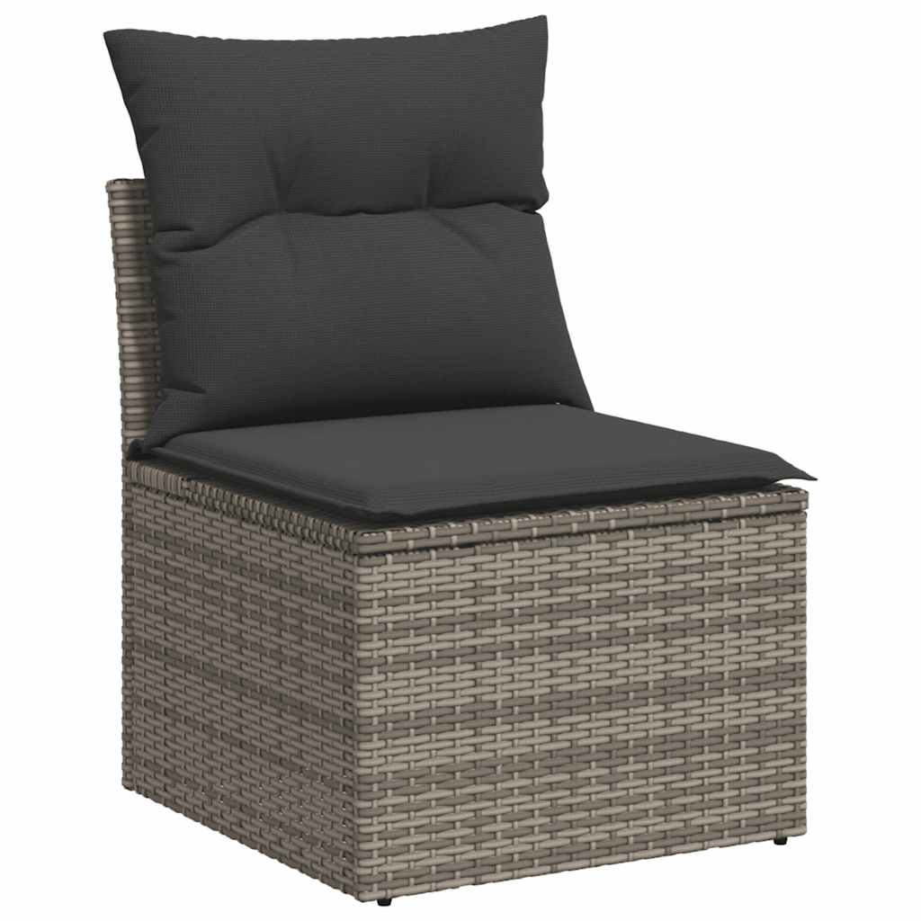 sofasæt til haven 9 dele med hynder polyrattan akacietræ grå