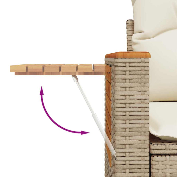 sofasæt til haven 6 dele med hynder polyrattan akacietræ beige