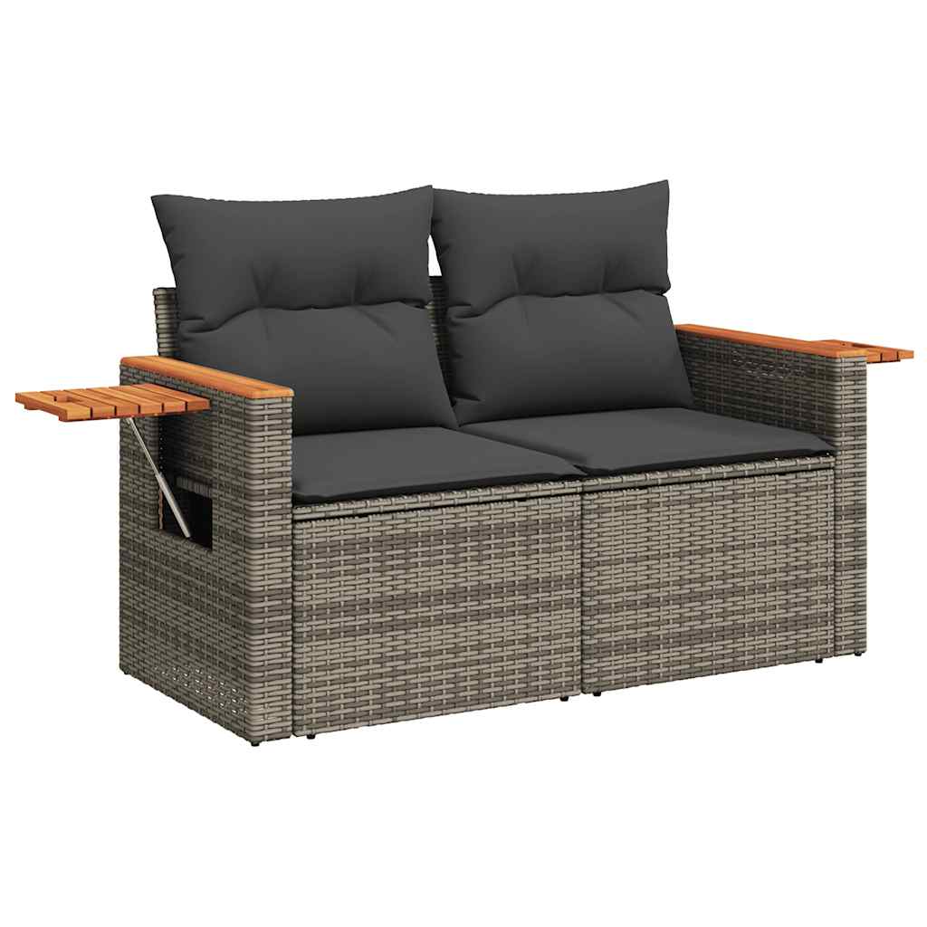 sofasæt 5 dele med hynder polyrattan akacietræ grå