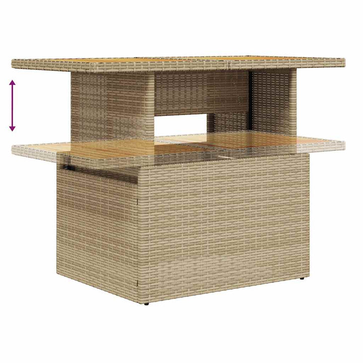 sofasæt til haven 7 dele med hynder polyrattan akacietræ beige