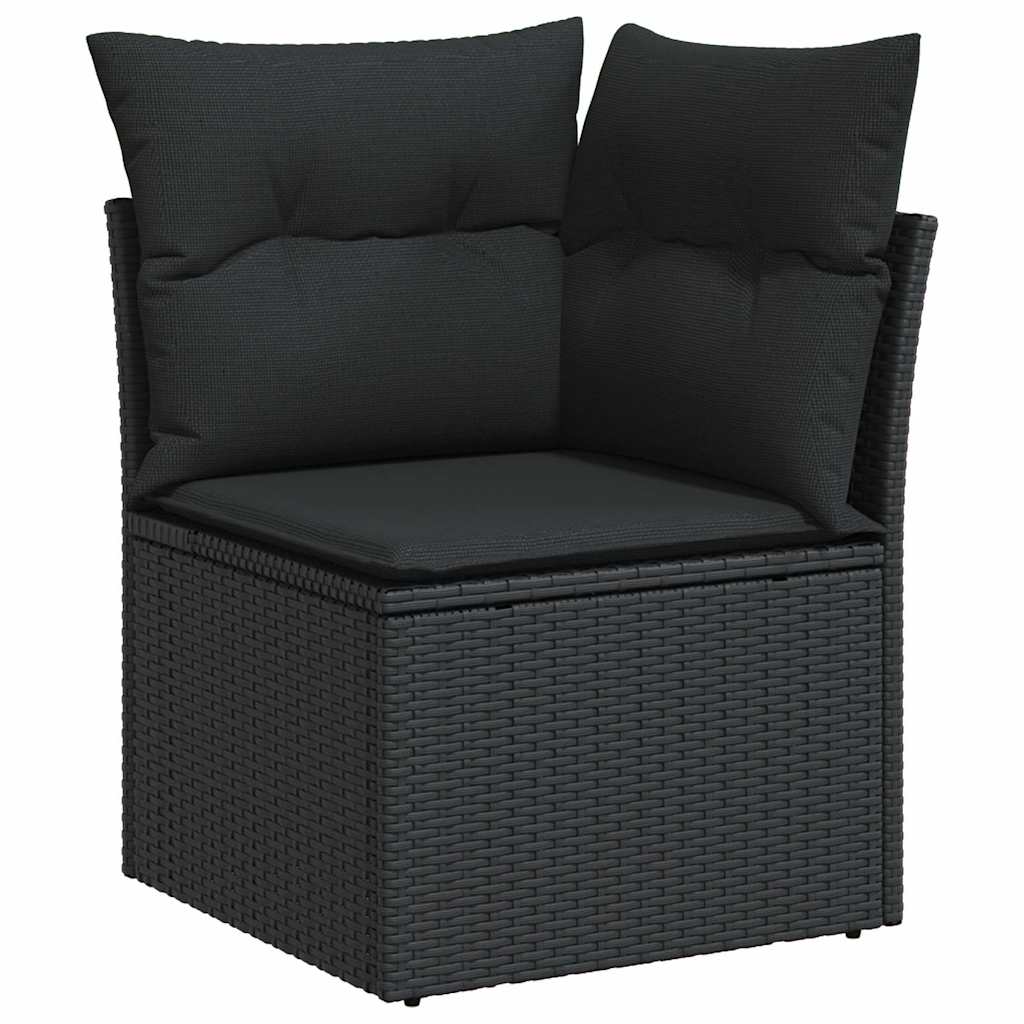 sofasæt til haven 9 dele med hynder polyrattan akacietræ sort