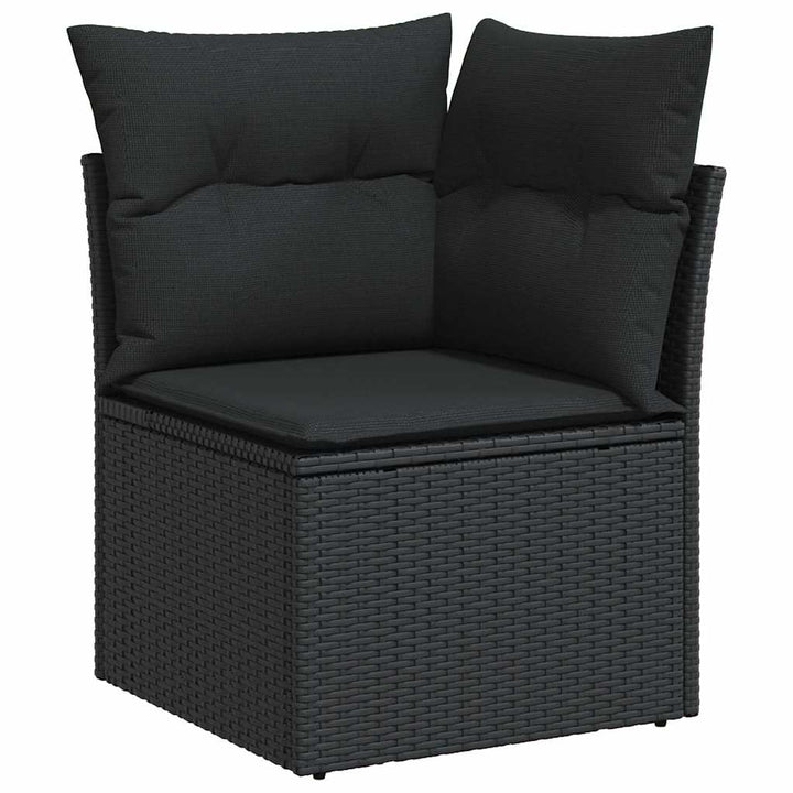 sofasæt til haven 9 dele med hynder polyrattan akacietræ sort