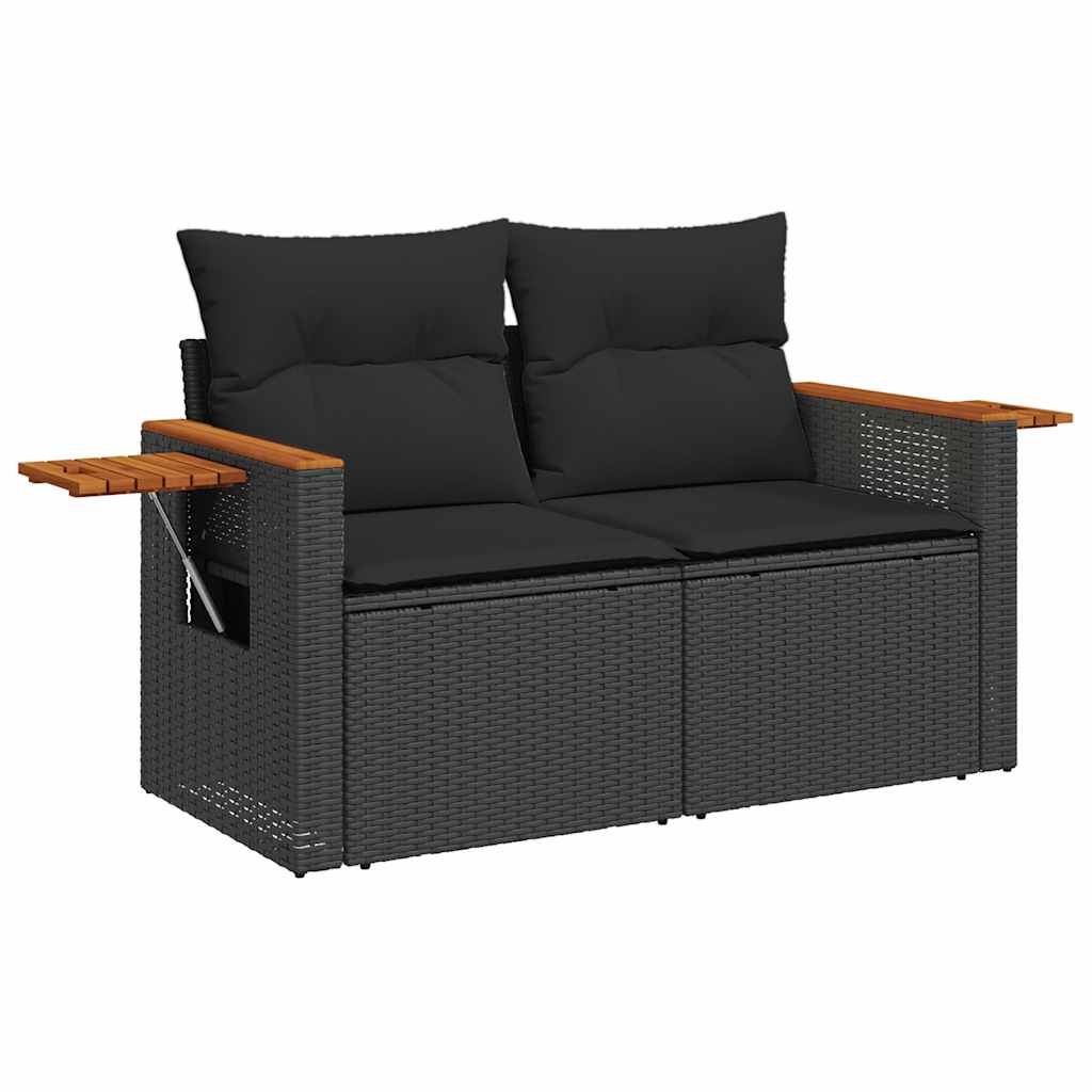 sofasæt til haven 9 dele med hynder polyrattan akacietræ sort