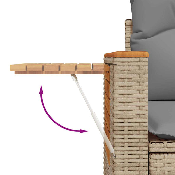 sofasæt til haven 8 dele med hynder polyrattan akacietræ beige