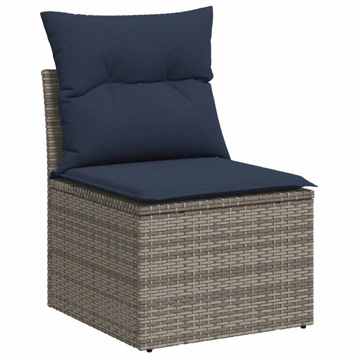sofasæt til haven 10 dele med hynder polyrattan akacietræ grå