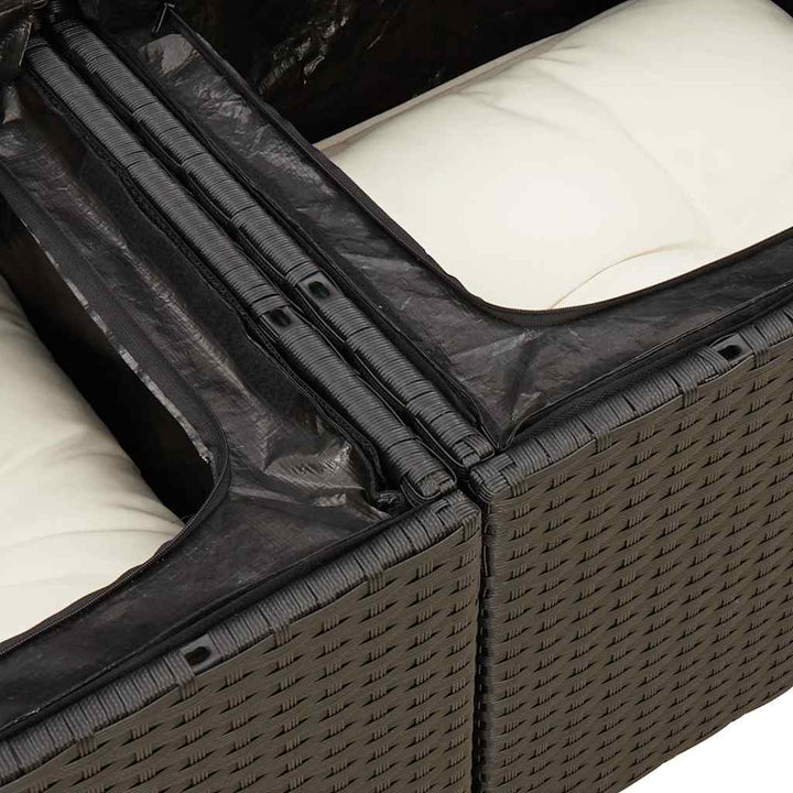 sofasæt til haven 10 dele med hynder polyrattan akacietræ sort