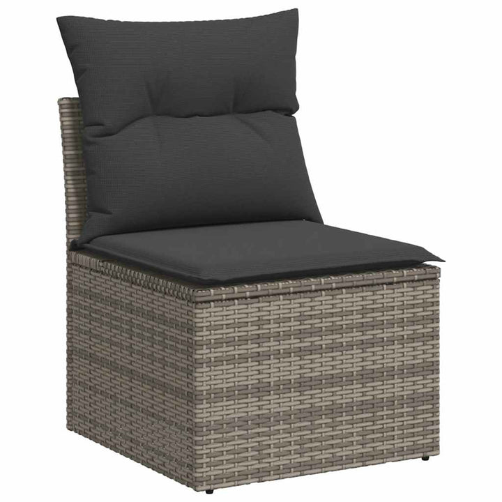 sofasæt til haven 10 dele med hynder polyrattan akacietræ grå