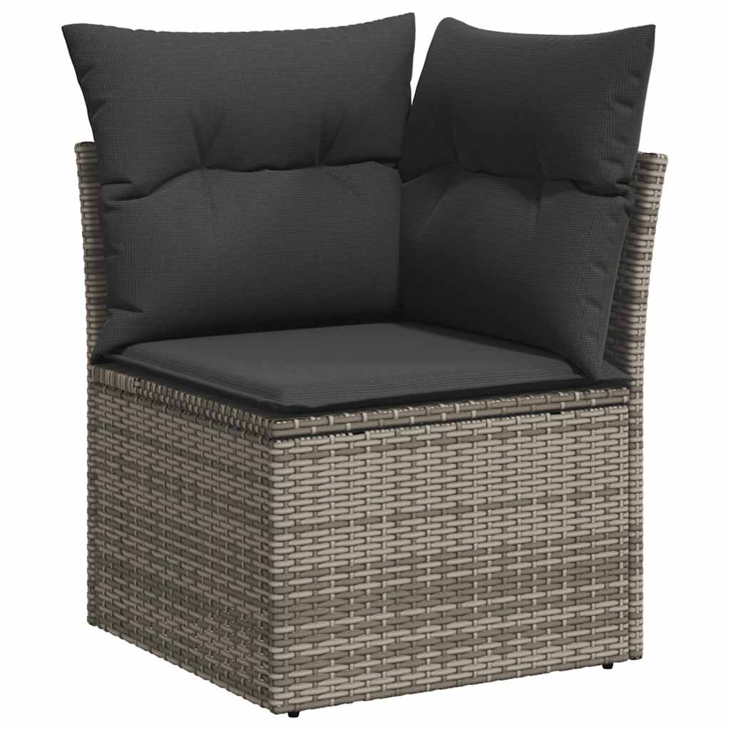 sofasæt til haven 10 dele med hynder polyrattan akacietræ grå