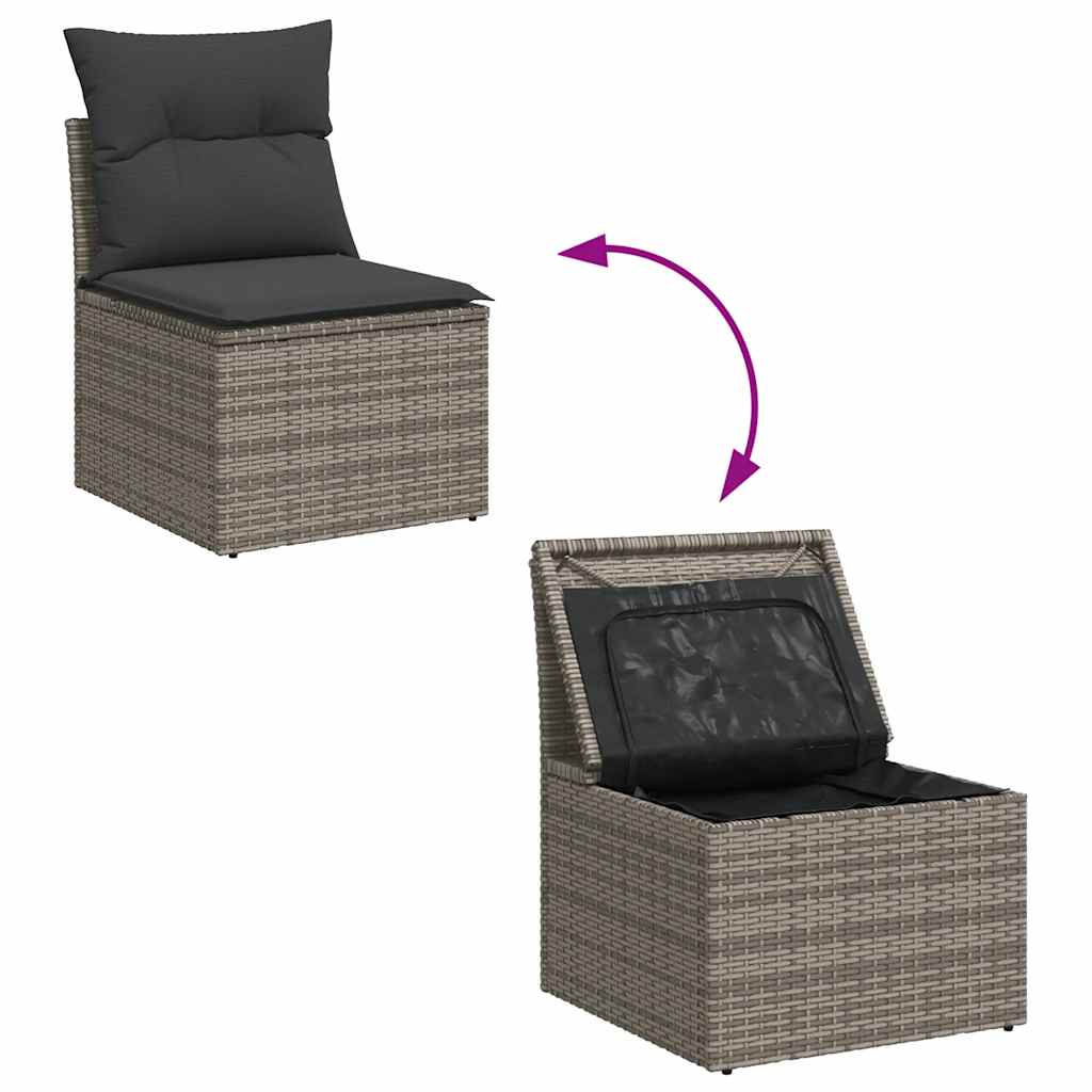 sofasæt til haven 10 dele med hynder polyrattan akacietræ grå