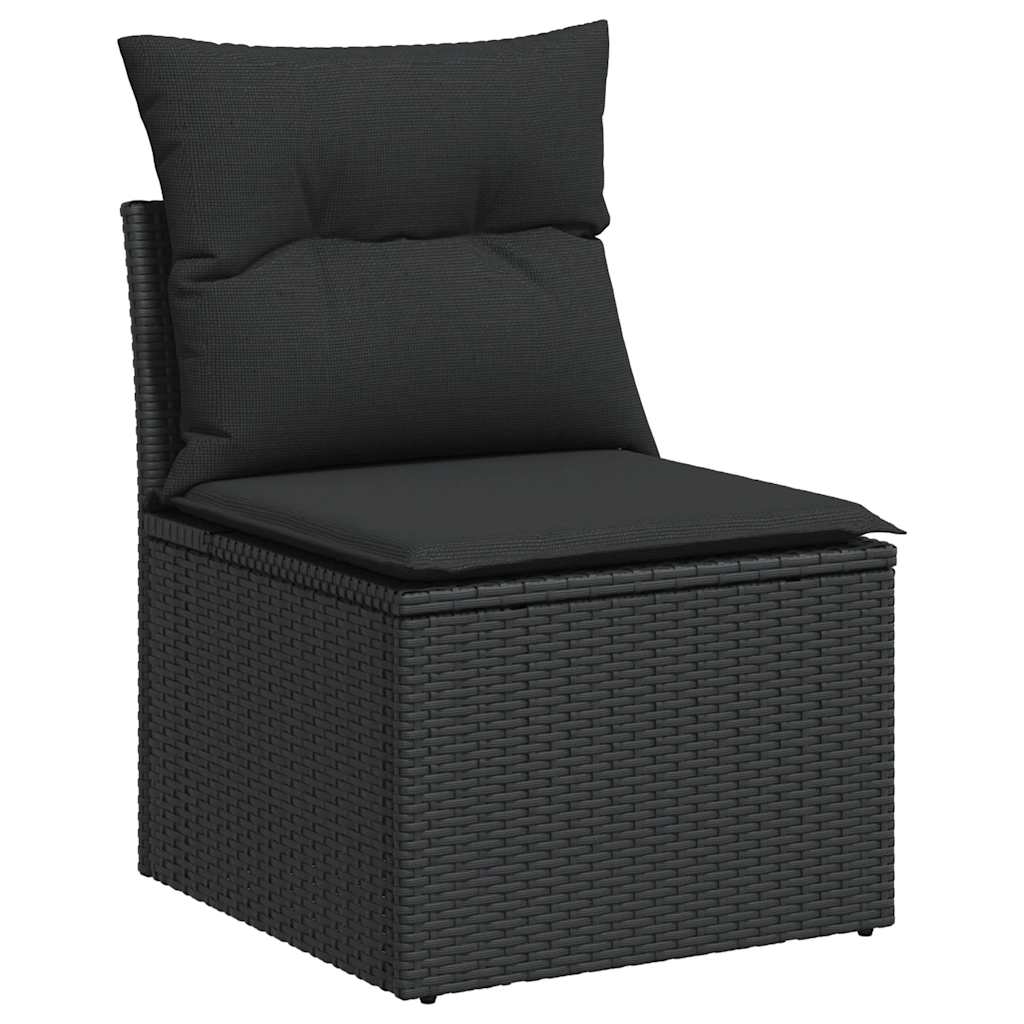 sofasæt til haven 11 dele med hynder polyrattan akacietræ sort