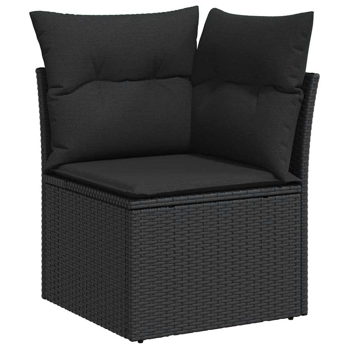 sofasæt til haven 11 dele med hynder polyrattan akacietræ sort