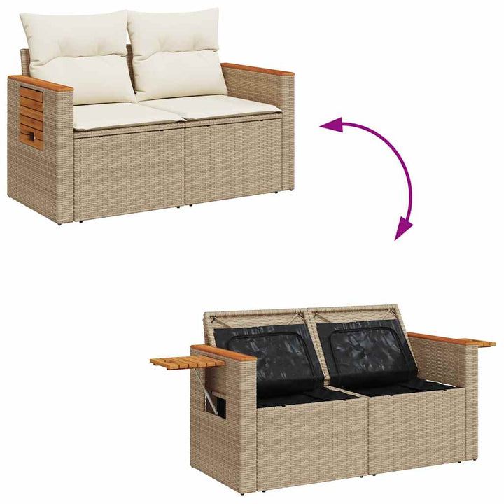 sofasæt til haven 11 dele med hynder polyrattan akacietræ beige