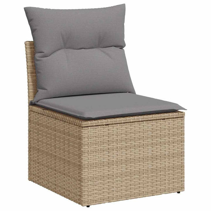 sofasæt til haven 11 dele med hynder polyrattan akacietræ beige