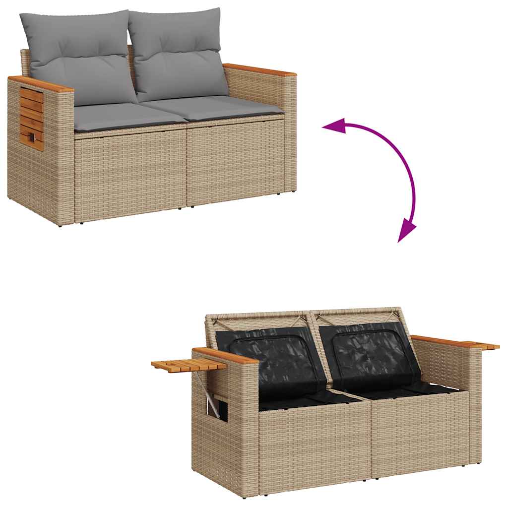 sofasæt til haven 11 dele med hynder polyrattan akacietræ beige