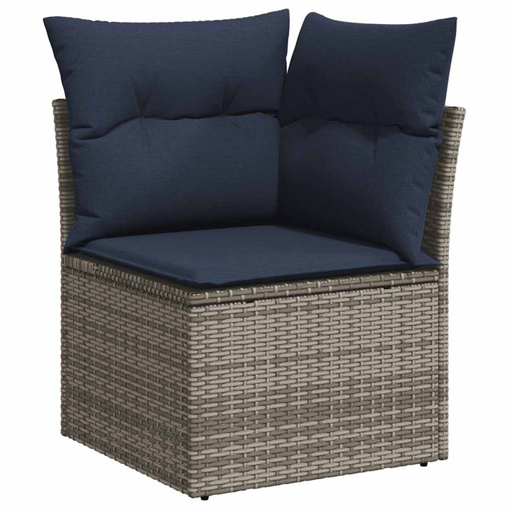 loungesæt til haven 11 dele med hynder polyrattan akacietræ grå