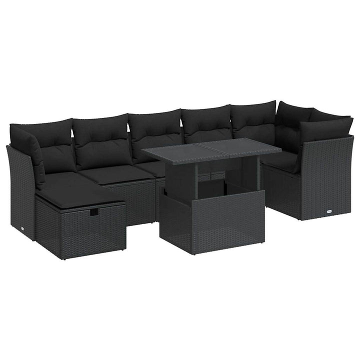sofasæt til haven 8 dele med hynder polyrattan sort