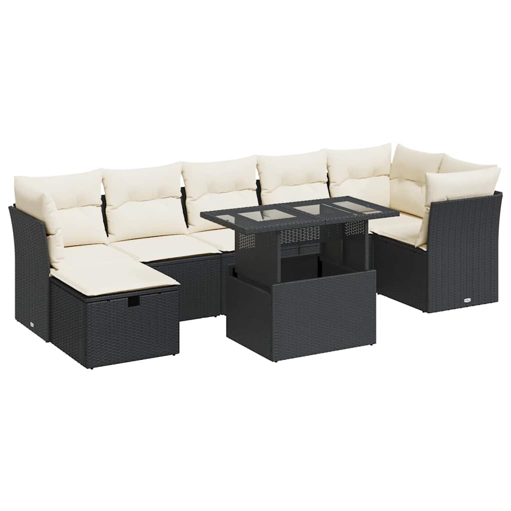 sofasæt til haven 8 dele med hynder polyrattan sort