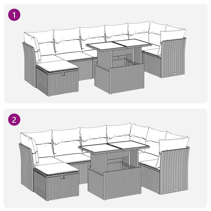 sofasæt til haven 8 dele med hynder polyrattan brun