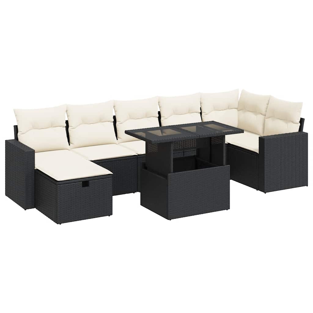 sofasæt til haven 8 dele med hynder polyrattan sort