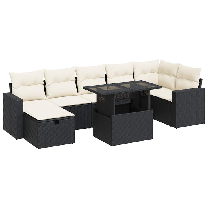 sofasæt til haven 8 dele med hynder polyrattan sort