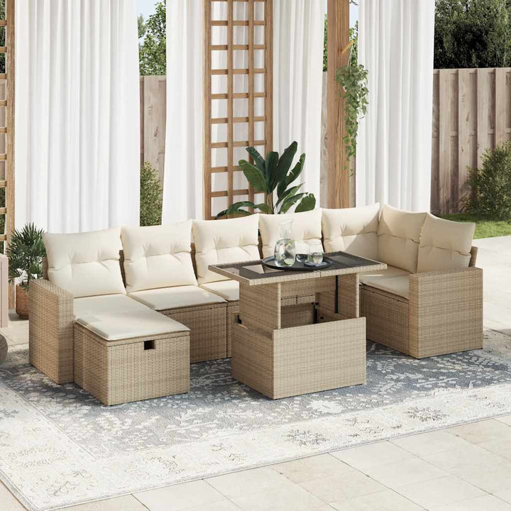 sofasæt til haven 8 dele med hynder polyrattan beige