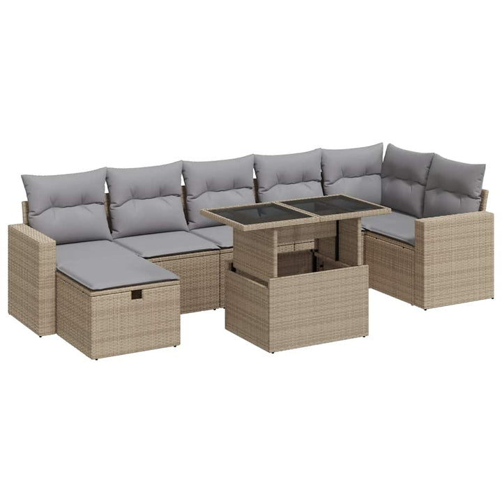 sofasæt til haven 8 dele med hynder polyrattan beige