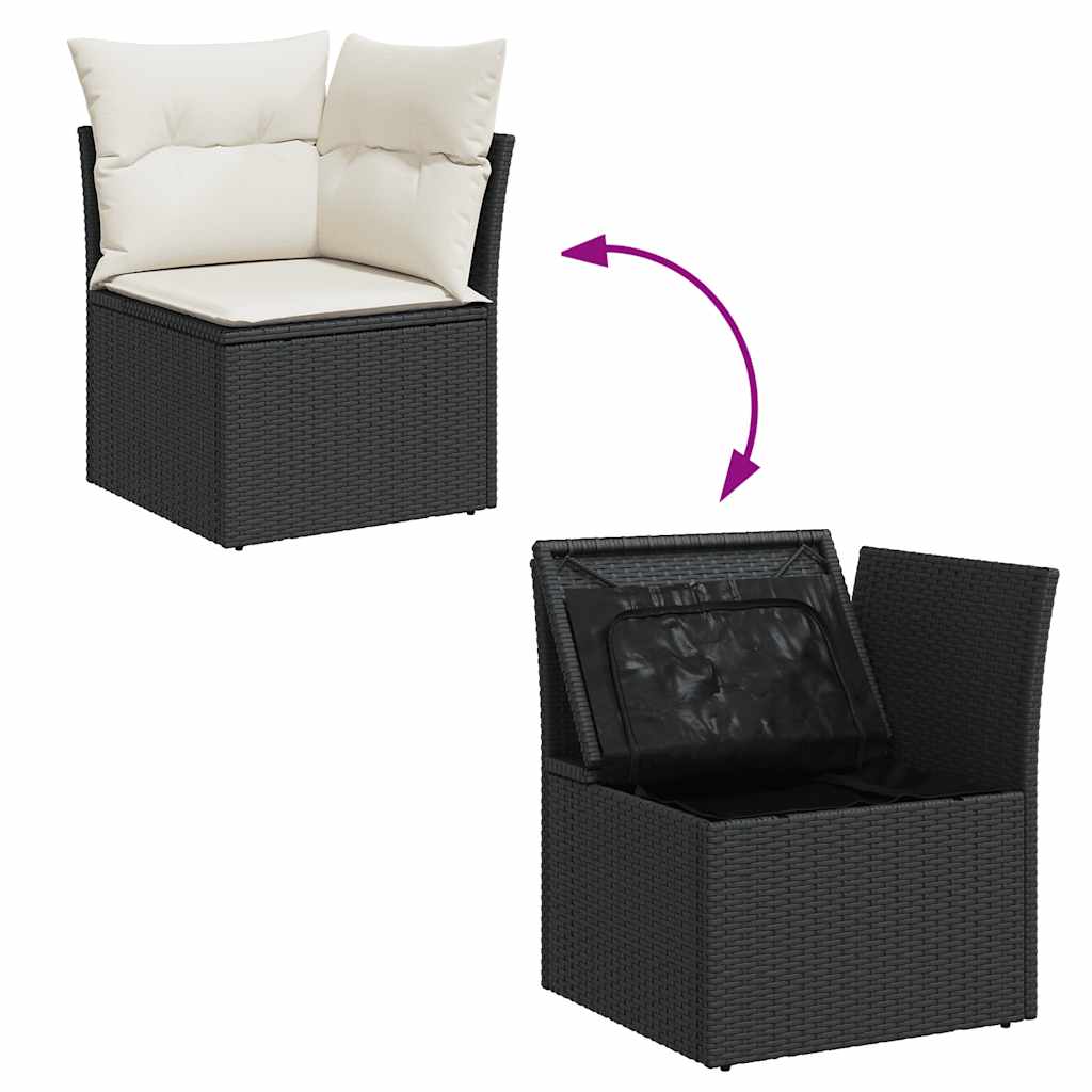 sofasæt til haven 9 dele med hynder polyrattan sort