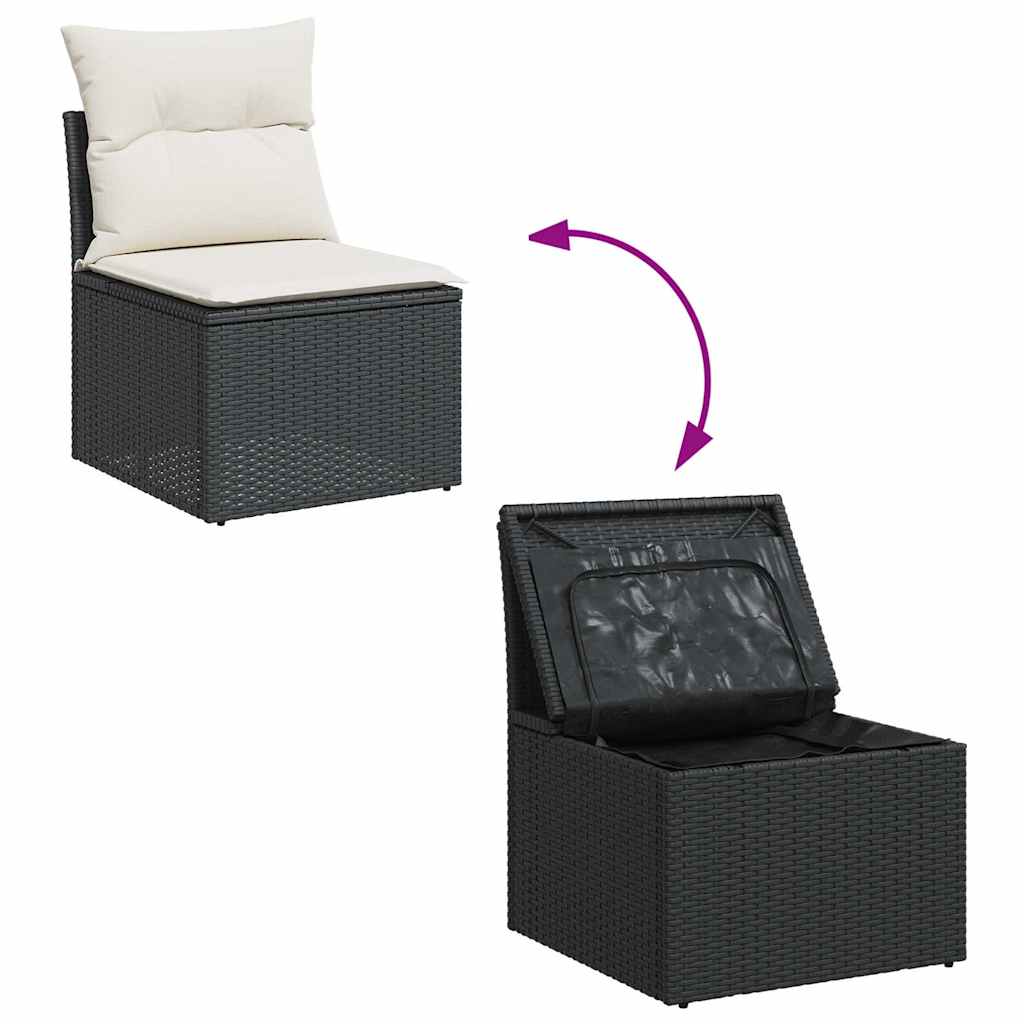 sofasæt til haven 9 dele med hynder polyrattan sort