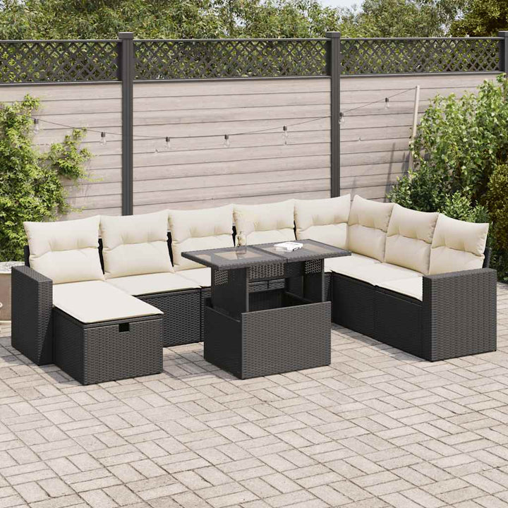 sofasæt til haven 9 dele med hynder polyrattan sort