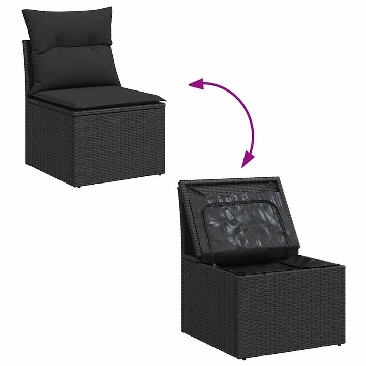 sofasæt til haven 7 dele med hynder polyrattan sort