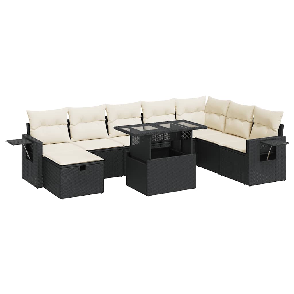sofasæt til haven 9 dele med hynder polyrattan sort
