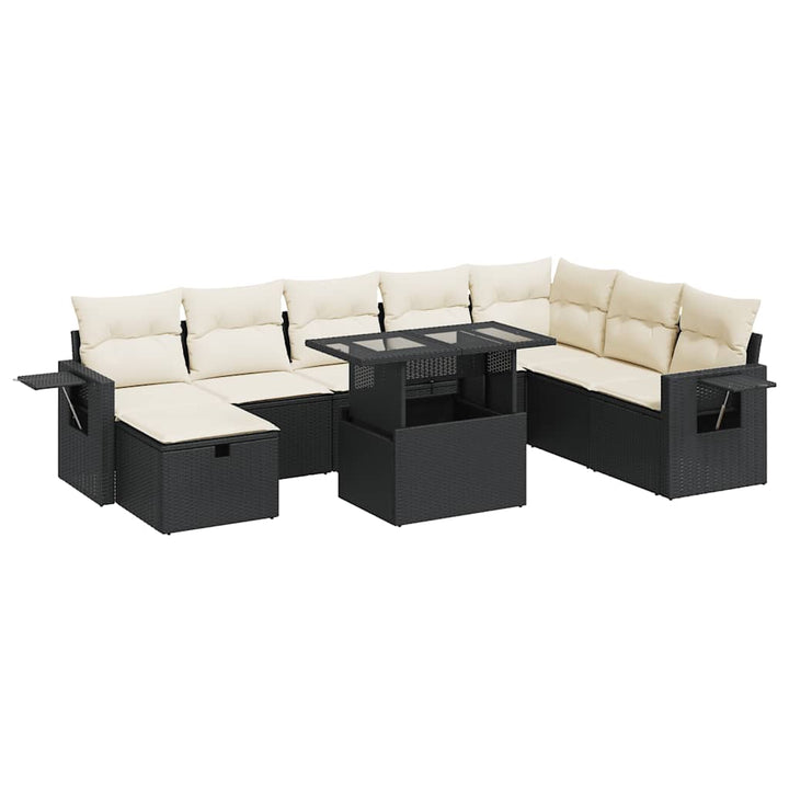 sofasæt til haven 9 dele med hynder polyrattan sort