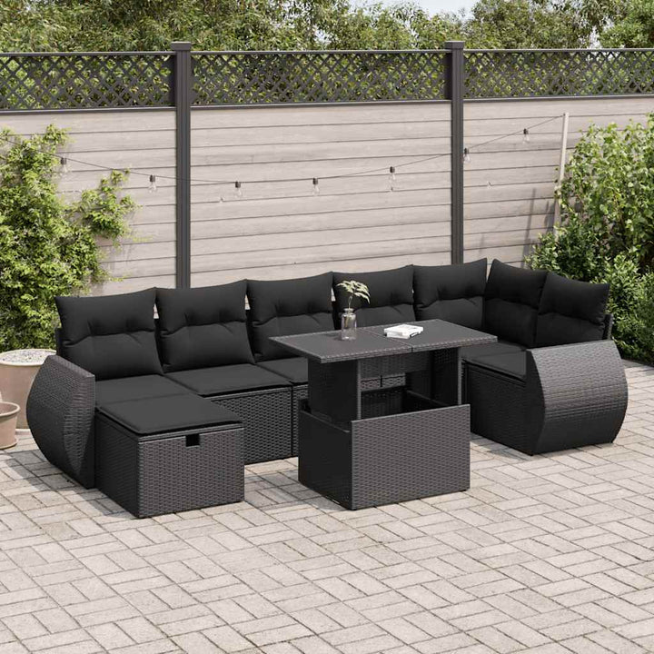 sofasæt til haven 8 dele med hynder polyrattan sort