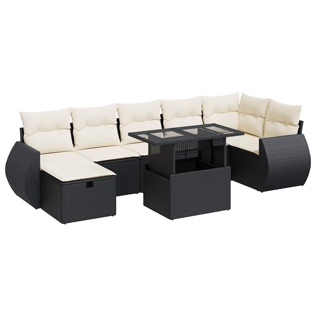 sofasæt til haven 8 dele med hynder polyrattan sort