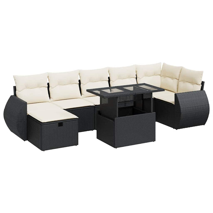 sofasæt til haven 8 dele med hynder polyrattan sort