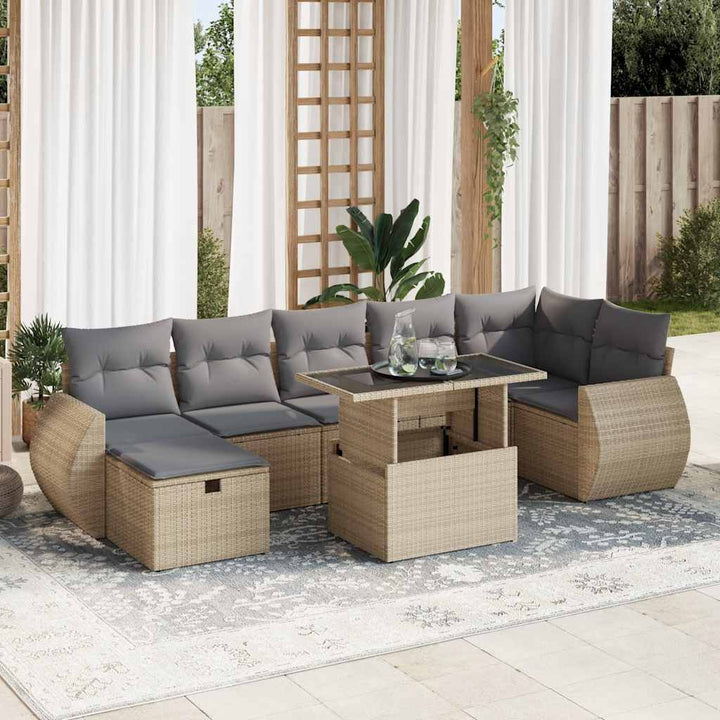 sofasæt til haven 8 dele med hynder polyrattan beige