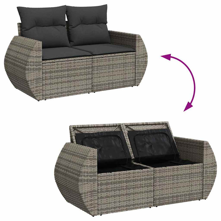 sofasæt til haven 8 dele med hynder polyrattan grå