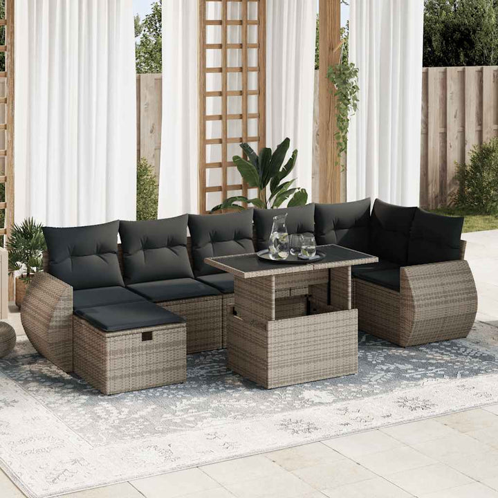 sofasæt til haven 8 dele med hynder polyrattan grå