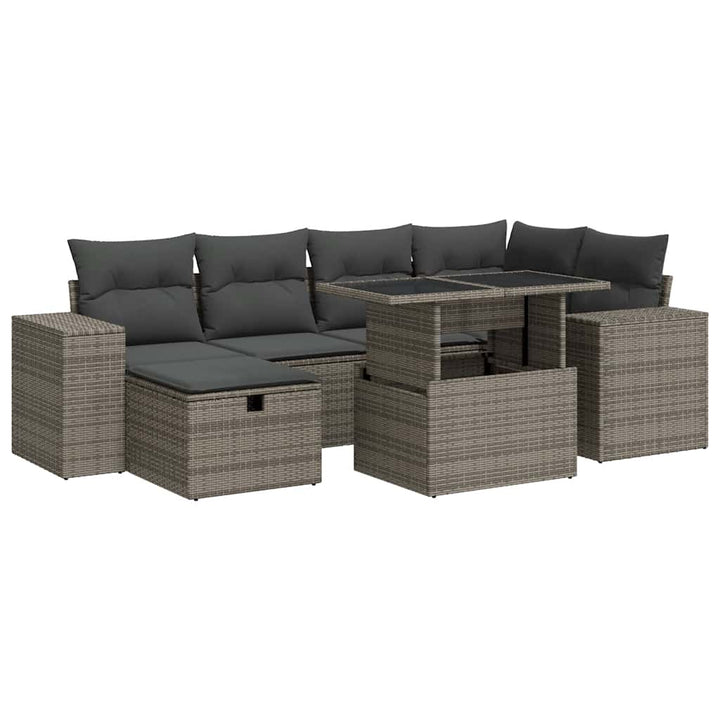 sofasæt til haven 8 dele med hynder polyrattan grå