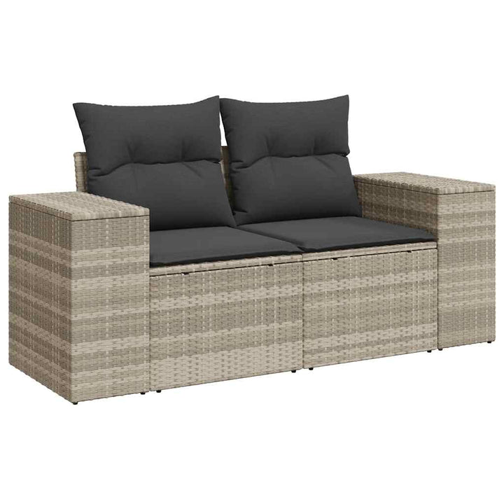 sofasæt 5 dele med hynder polyrattan lysegrå