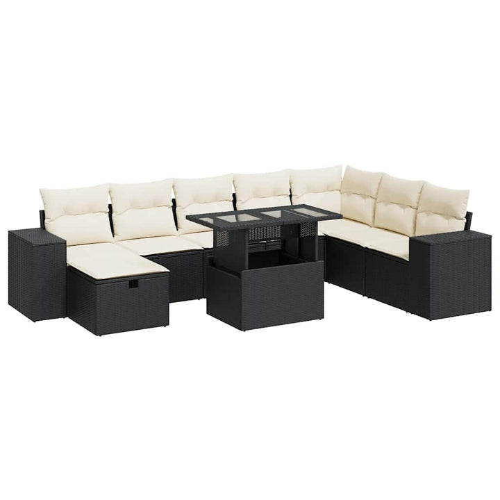 sofasæt til haven 9 dele med hynder polyrattan sort